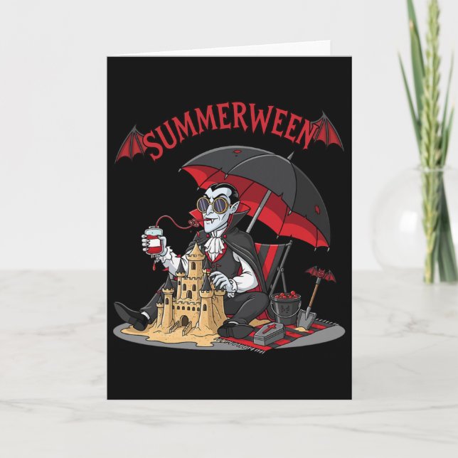 Summerween Vampire Beach Dracula Sandcastle Gotik Karte (Vorderseite)