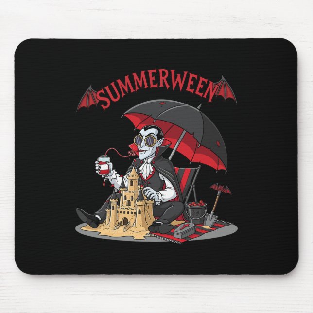 Summerween Vampire Beach Dracula Sandcastle Gotik Mousepad (Vorne)