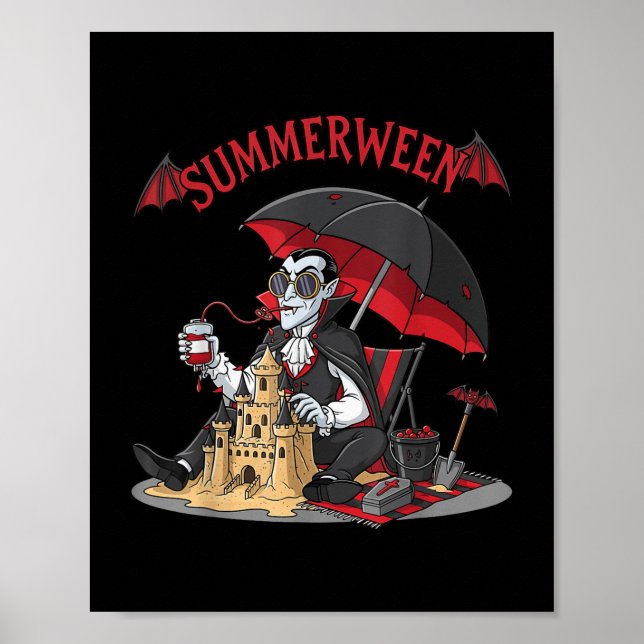 Summerween Vampire Beach Dracula Sandcastle Gotik Poster (Vorne)