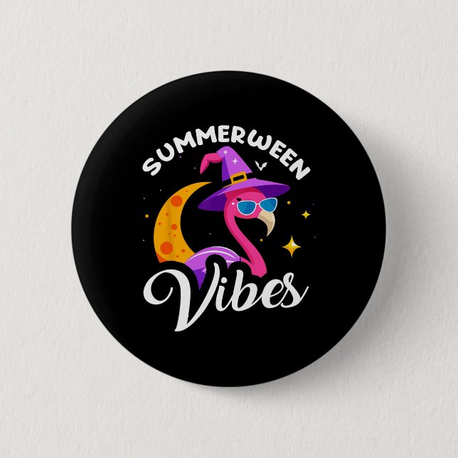 Summerween Vibes Flamingo Sommer Halloween Vacatio Button (Vorderseite)