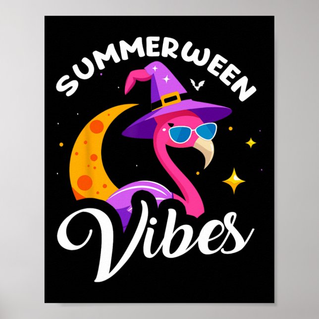 Summerween Vibes Flamingo Sommer Halloween Vacatio Poster (Vorne)