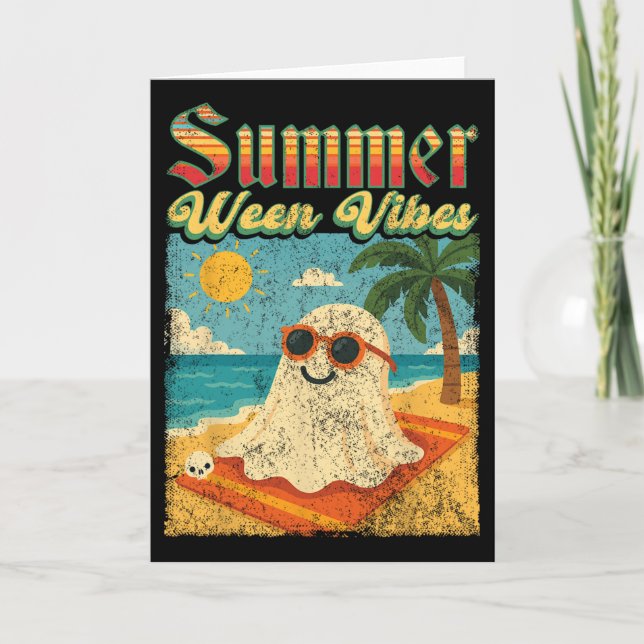 Summerween Vibes Ghost Funny Summer Halloween Karte (Vorderseite)