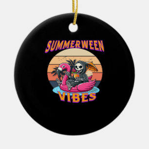 Summerween Vibes Grim Sensenmann Flamingo Float Re Keramik Ornament