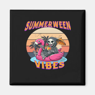 Summerween Vibes Grim Sensenmann Flamingo Float Re Magnet
