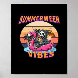Summerween Vibes Grim Sensenmann Flamingo Float Re Poster