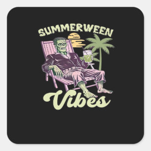 Summerween Vibes Halloween Classic Quadratischer Aufkleber