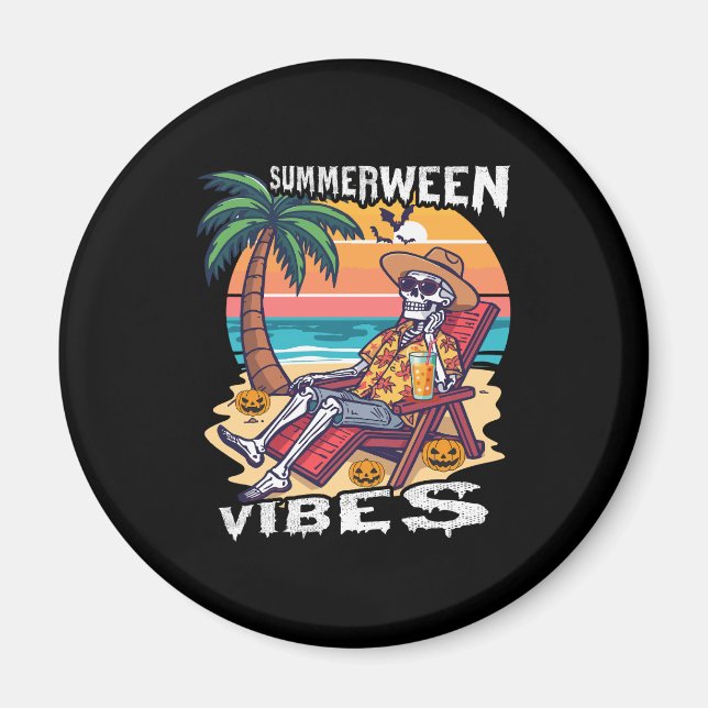 Summerween Vibes Halloween Skeleton Magnet (Vorne)