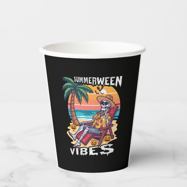 Summerween Vibes Halloween Skeleton Pappbecher (Vorderseite)