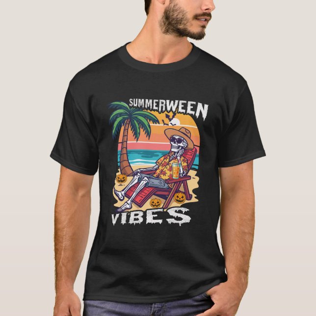 Summerween Vibes Halloween Skeleton T-Shirt (Vorderseite)