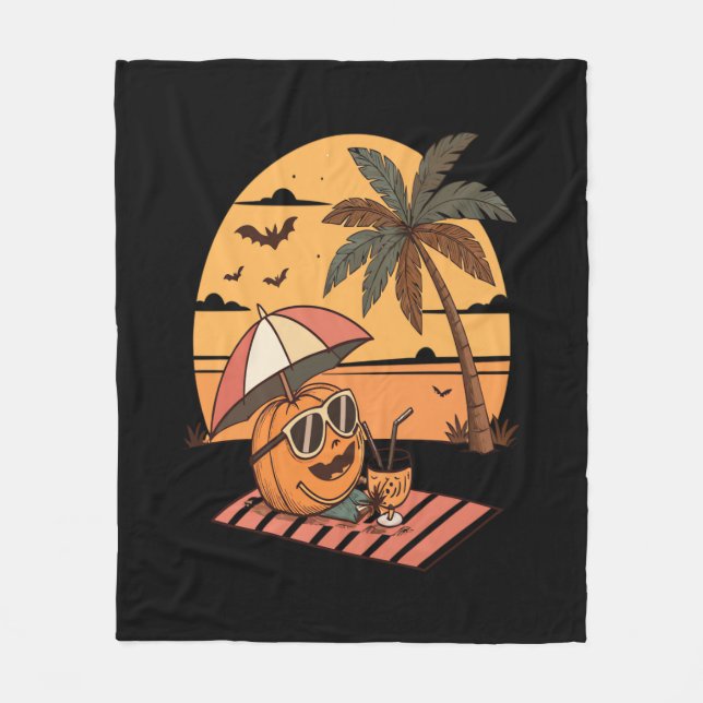 Summerween Vibes - Pumpkin On Vacation Fleecedecke (Vorderseite)