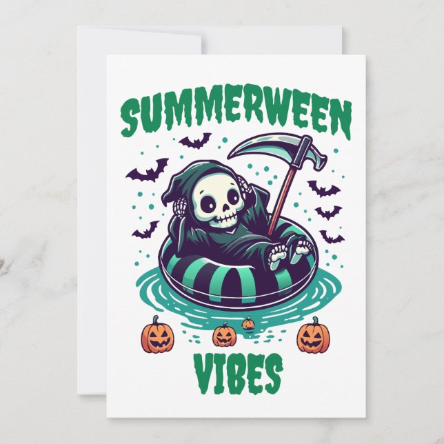 Summerween Vibes - Sensenmann entspannt Einladung (Vorderseite)