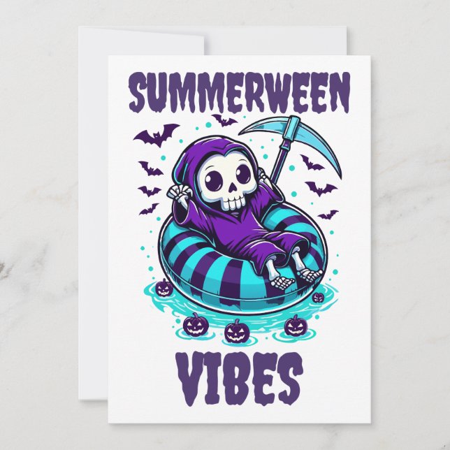 Summerween Vibes - Sensenmann entspannt Einladung (Vorderseite)