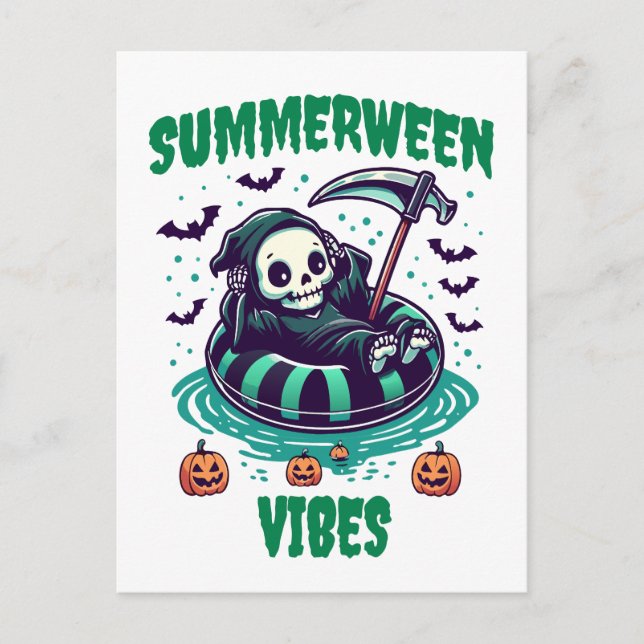 Summerween Vibes - Sensenmann entspannt Postkarte (Vorderseite)