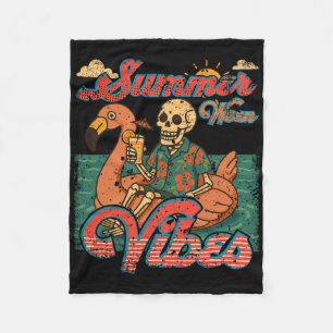 Summerween Vibes Skeleton Flamingo Float Summer Ha Fleecedecke