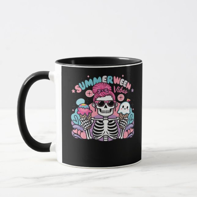 Summerween Vibes Skeleton IceCream Sommerferien Tasse (Links)