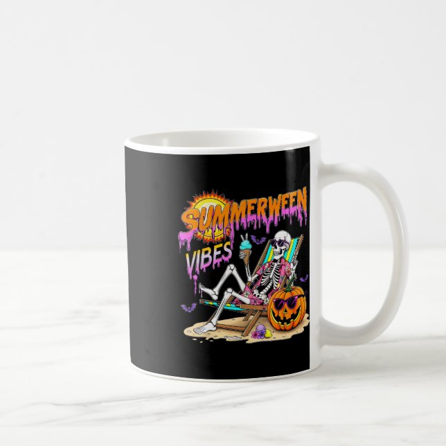 Summerween Vibes Skeleton Pumpkin Spooky Urlaub Kaffeetasse (Rechts)