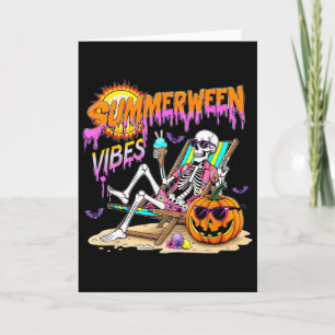 Summerween Vibes Skeleton Pumpkin Spooky Urlaub Karte