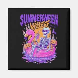 Summerween Vibes Skeleton Pumpkin Spooky Urlaub Magnet