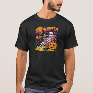 Summerween Vibes Skeleton Pumpkin Spooky Urlaub T-Shirt