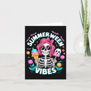 Summerween Vibes Skeleton Spooky Vacation Hallowee Karte