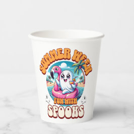 Summerween Vibes Spooky Cute Ghost Flamingo Float Pappbecher