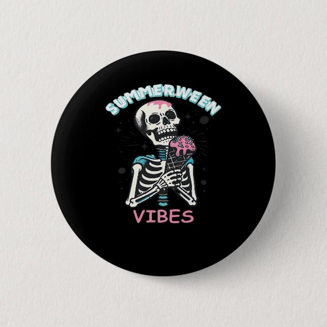 Summerween Vibes Spooky Summer Pumpkin Classic Button (Vorderseite)