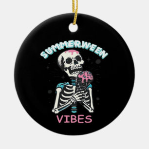 Summerween Vibes Spooky Summer Pumpkin Classic Keramik Ornament