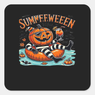 Summerween Vibes Spooky Summer Pumpkin oversifizie Quadratischer Aufkleber