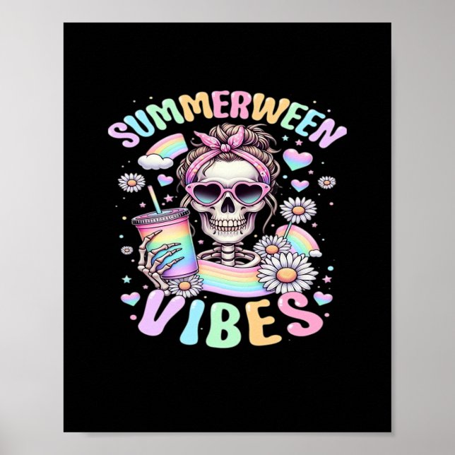 Summerween Vibes Sweet Skeleton Girl Summer Hallow Poster (Vorne)