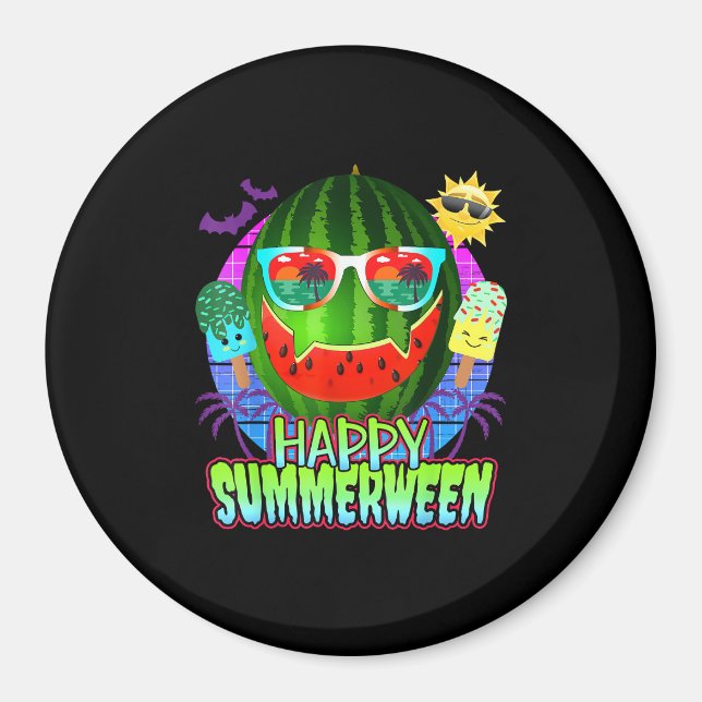 Summerween Wassermelonen-Kürbisgesicht Magnet (Vorne)