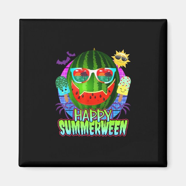 Summerween Wassermelonen-Kürbislaterne Magnet (Vorne)