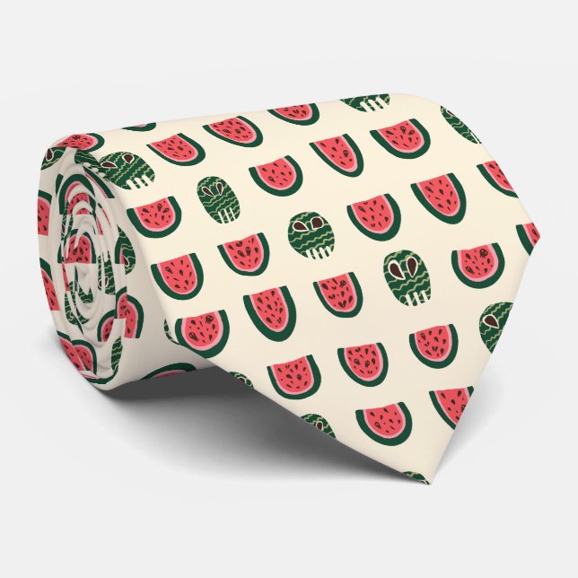 Summerween Wassermelonen-Schädel  Krawatte (Gerollt)