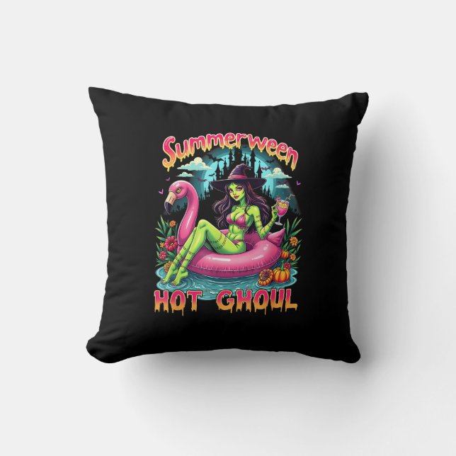 Summerween Witch Vibes Vacation Halloween Funny Pa Kissen (Vorderseite)