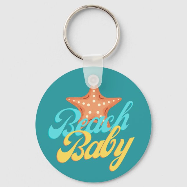 Summery Beach Baby Word Art Schlüsselanhänger (Vorderseite)
