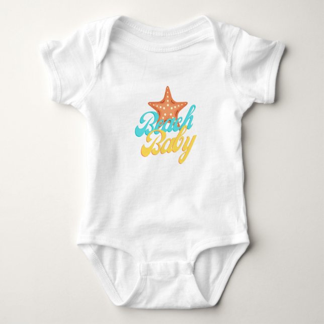 Summery Beach Baby Word Art Strampler (Vorderseite)