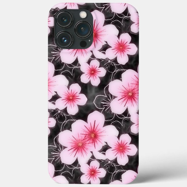 Summery Bright Pastel Pink Hibiskus Blumenmuster Case-Mate iPhone Hülle (Rückseite)