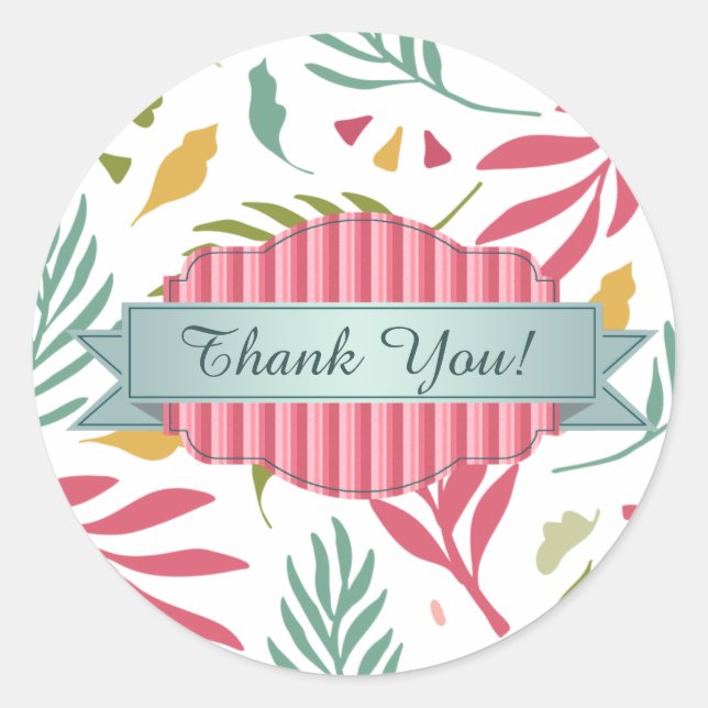 Summery Scattered Leaf Pattern ID387 Runder Aufkleber (Vorderseite)