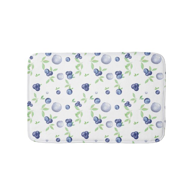 Summery Watercolor Blueberry Badematte (Vorderseite)