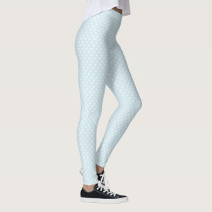 Summery White Polka Dots auf Pastel Blue Leggings