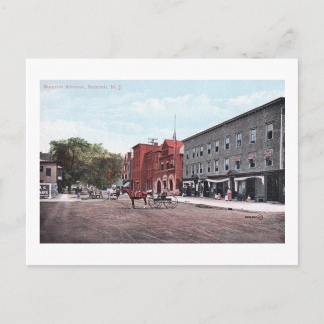 Summit Ave, Summit, NJ Vintag Postkarte (Vorderseite)