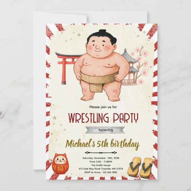 Sumo birthday party invitation (Devant)