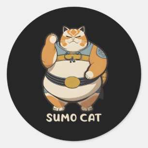 Sumo Cat Kitty Wrestler Runder Aufkleber