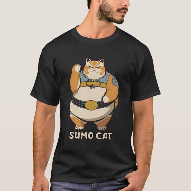 Sumo Cat Kitty Wrestler T-Shirt (Vorderseite)