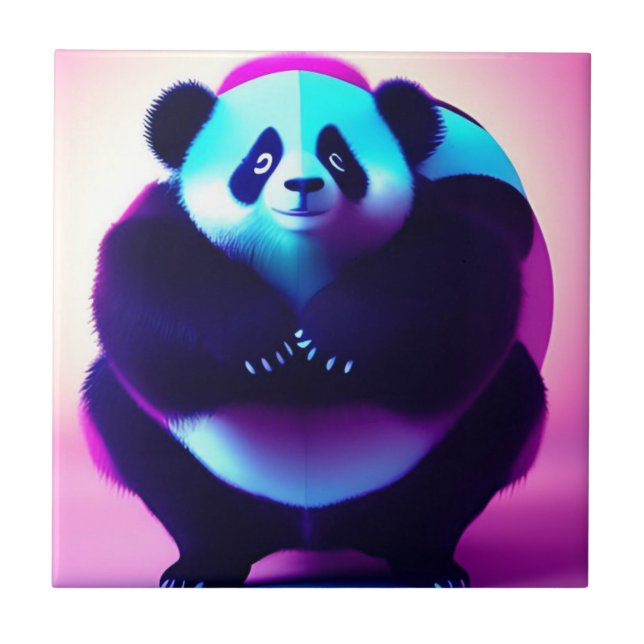 Sumo Panda The Bamboo Gnasher, Keramik Tile Fliese (Vorderseite)