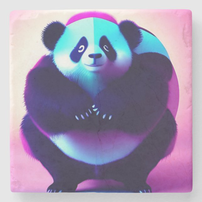 Sumo Panda The Bamboo Gnasher, Stone Untersetzer (Vorderseite)