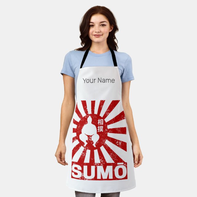 Sumo Retro Wrestler Vintages japanisches Design Schürze (Getragen)