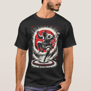 Sumo-Ringer im roten Mond, japanische Anime-Kunst T-Shirt