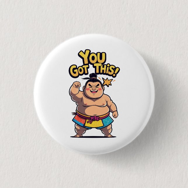 Sumo-Ringer mit der Motivation "Du Got das!" Button (Vorderseite)