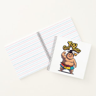 Sumo-Ringer mit der Motivation "Du Got das!" Notizbuch