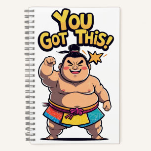 Sumo-Ringer mit der Motivation "Du Got das!" Notizbuch